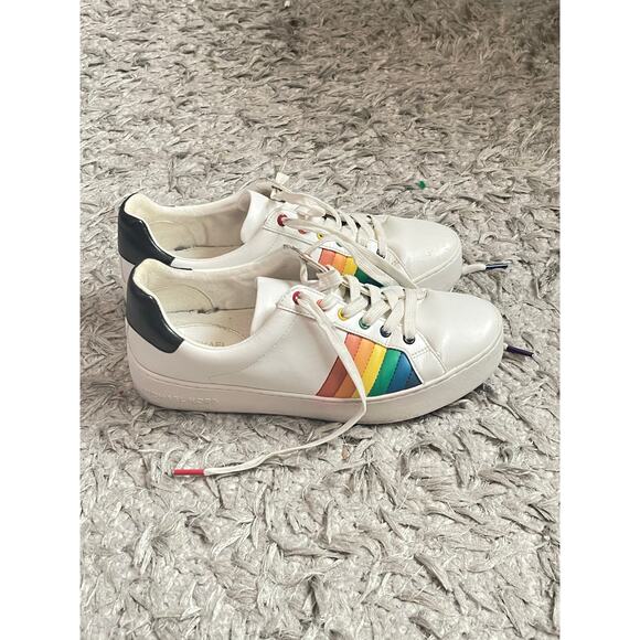 Michael Kors Poppy Lace Up Rainbow Sneakers 9.5 M - Picture 7 of 12